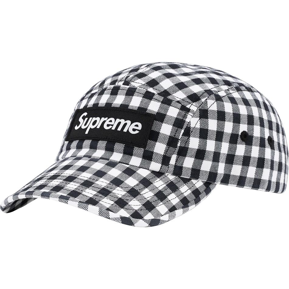 Supreme Gingham Camp Cap Hüte Schwarz | DE116MA