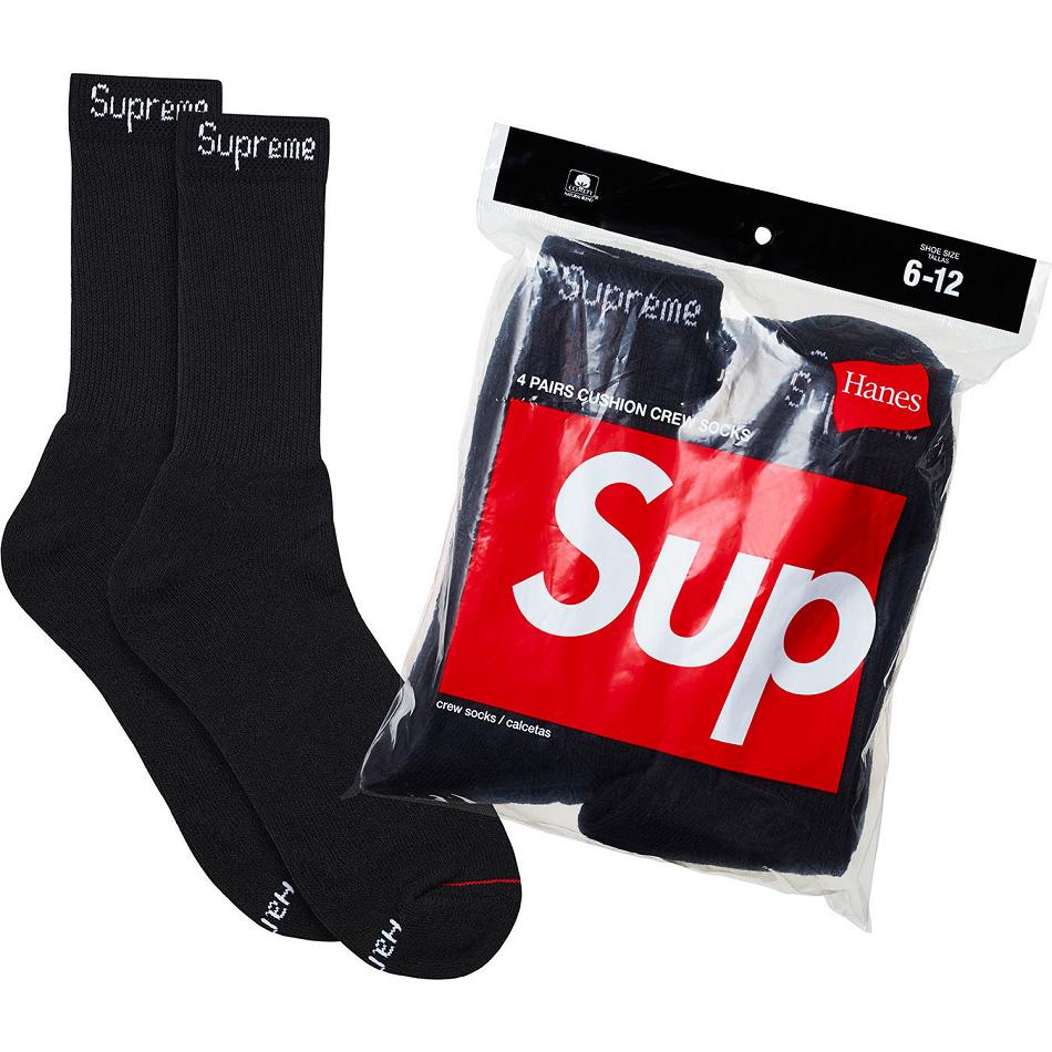 Supreme Hanes® Crew Socks (4 Pack) Socken Schwarz | DE105GL