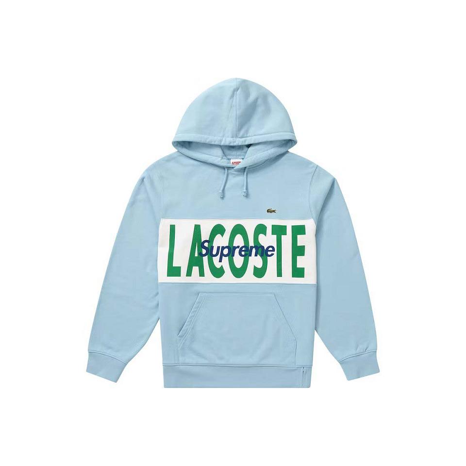 Supreme LACOSTE Logo Panel Mit Kapuze Sweatshirts Blau | DE265LH