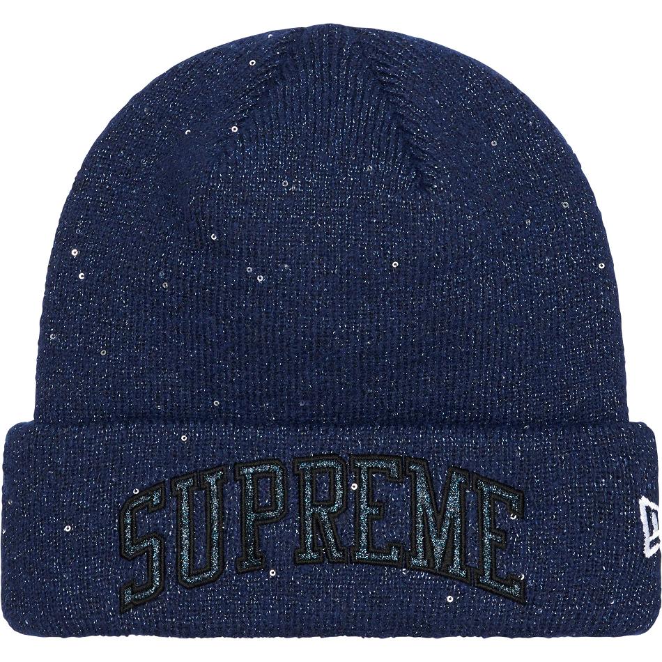 Supreme New Era® Metallic Arc Beanie Hüte Navy | DE145EX