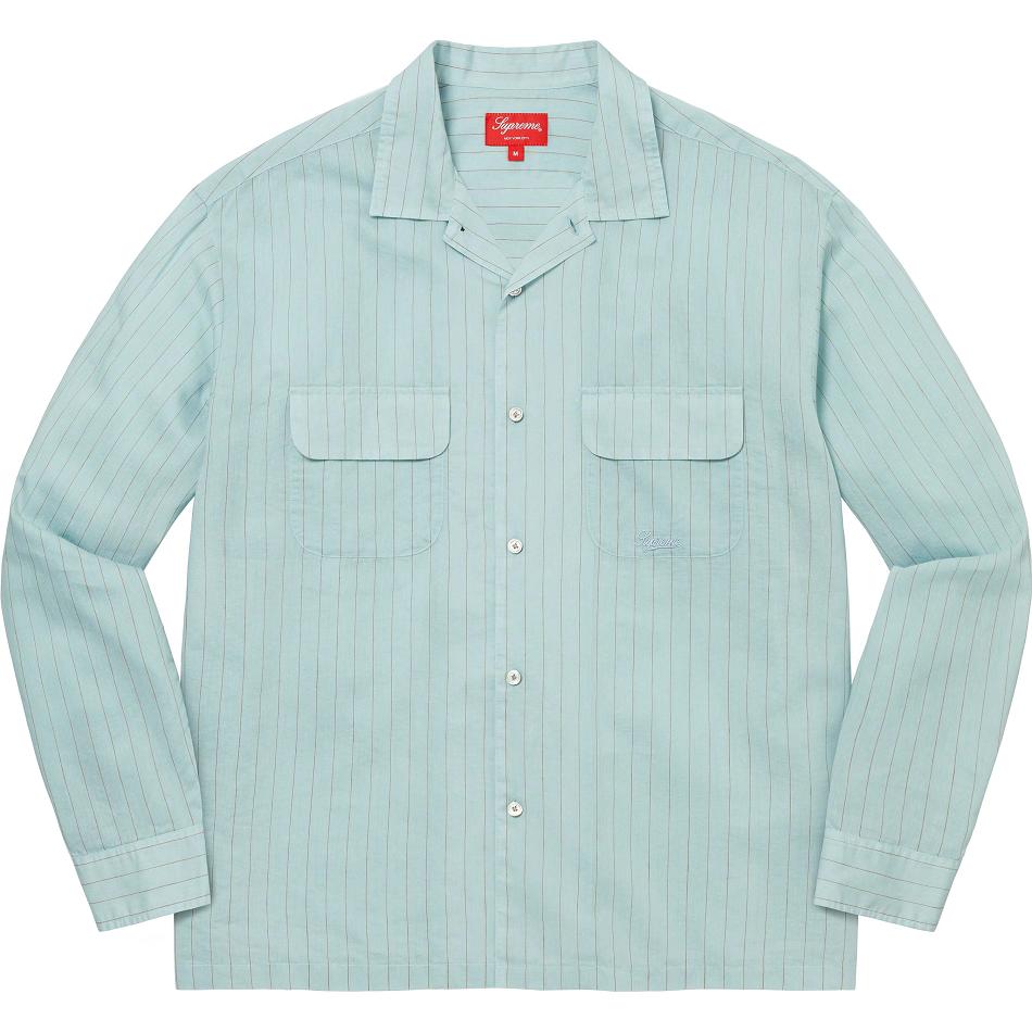 Supreme Pinstripe Linen Hemd Blau | DE373VD