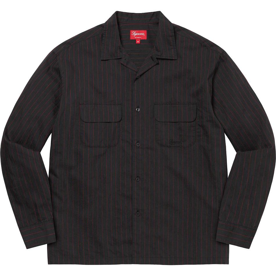 Supreme Pinstripe Linen Hemd Schwarz | DE374BC