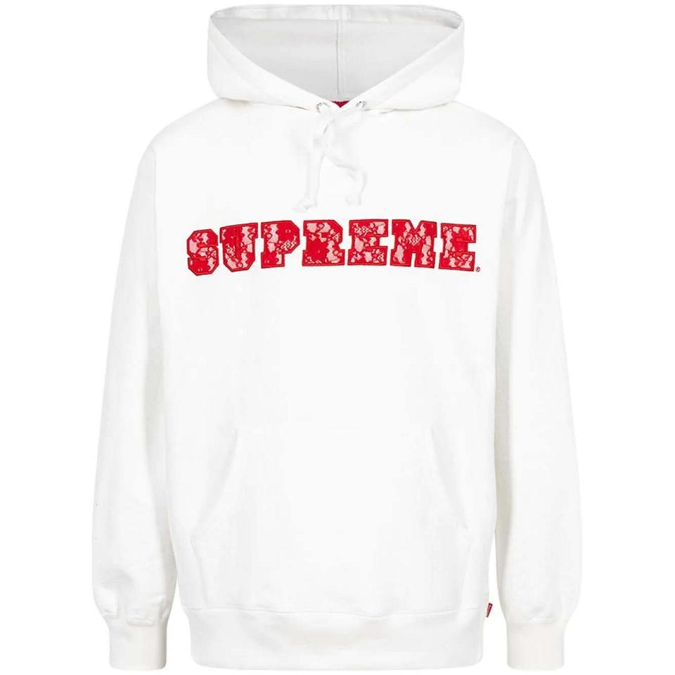 Supreme Spitze Detail Logo Hoodie Weiß | DE475XF