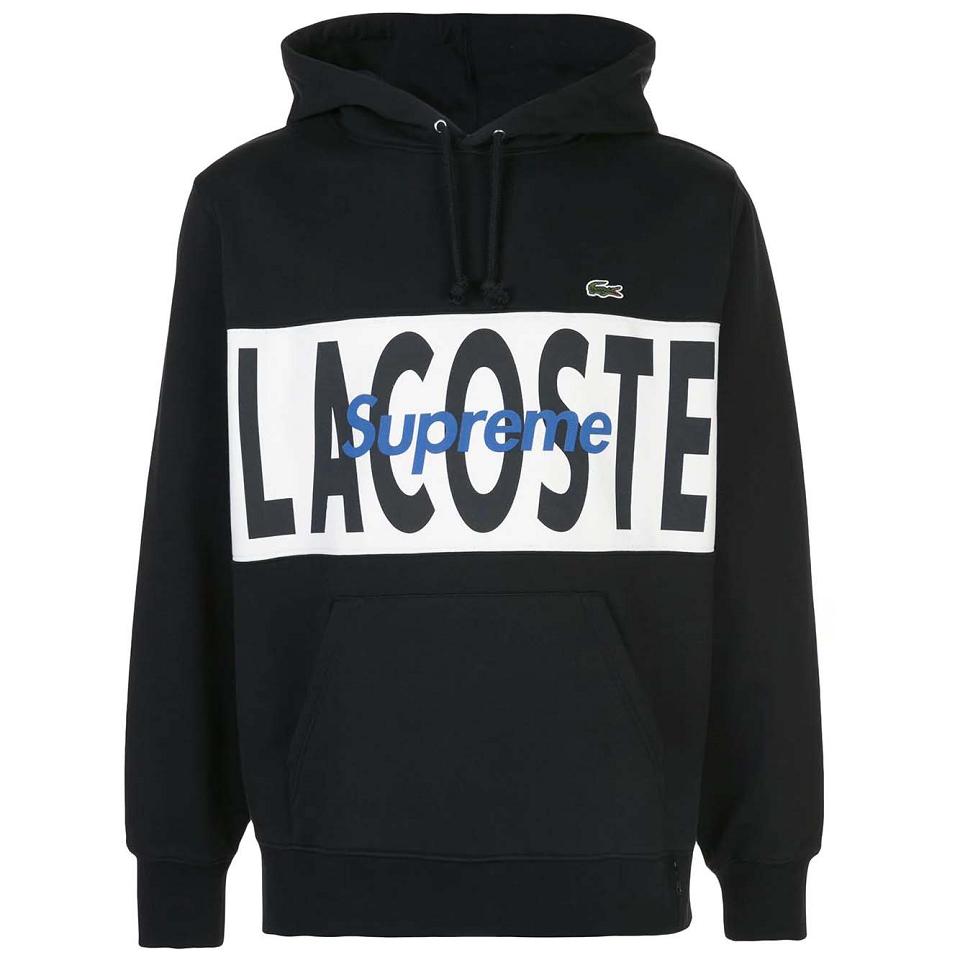 Supreme X Lacoste Logo Panel Hoodie Schwarz | DE457EX