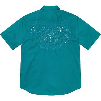 Supreme Croc Patch S/S Arbeits Hemd Aqua | DE385OR