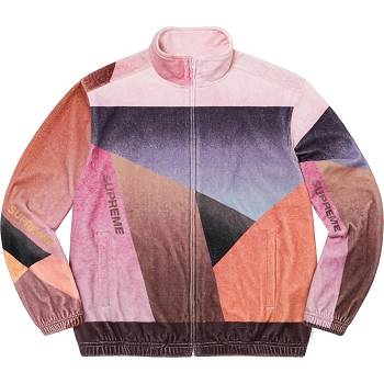 Supreme Geo Velour Track Jacke Rosa | DE451VD