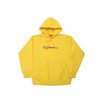 Supreme Klassische Script Mit Kapuze Sweatshirts Gelb | DE269VD