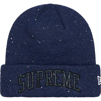 Supreme New Era® Metallic Arc Beanie Hüte Navy | DE145EX