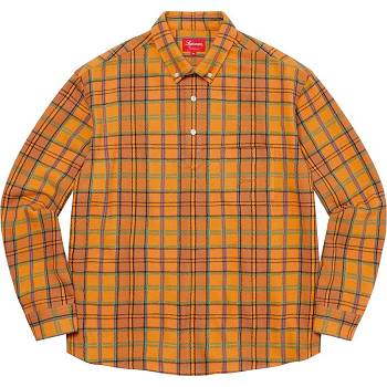 Supreme Pullover Plaid Flannel Hemd Gold | DE377QZ