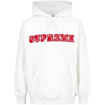 Supreme Spitze Detail Logo Hoodie Weiß | DE475XF