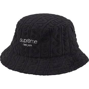 Supreme Terry Pattern Crusher Hüte Schwarz | DE141NB