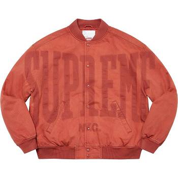 Supreme Washed Knockout Denim Varsity Jacke Rot | DE438PQ