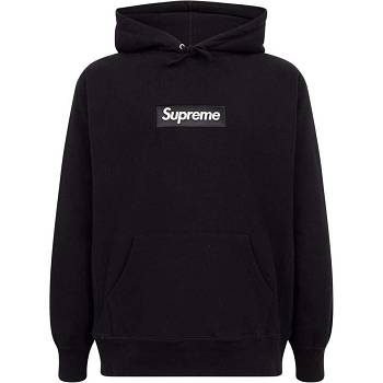 Supreme White Logo Hoodie Schwarz | DE461UT